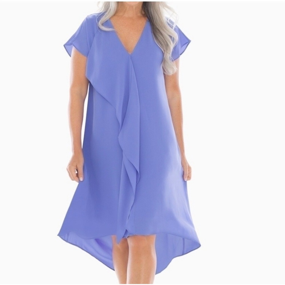 Soma Periwinkle Ruffle V Neck Short Dress Blue Womens Medium NWT